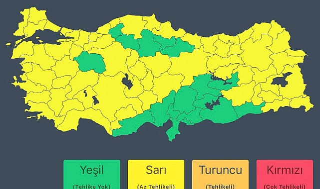 63 İle Sarı Uyarı: Sakarya da Listede
