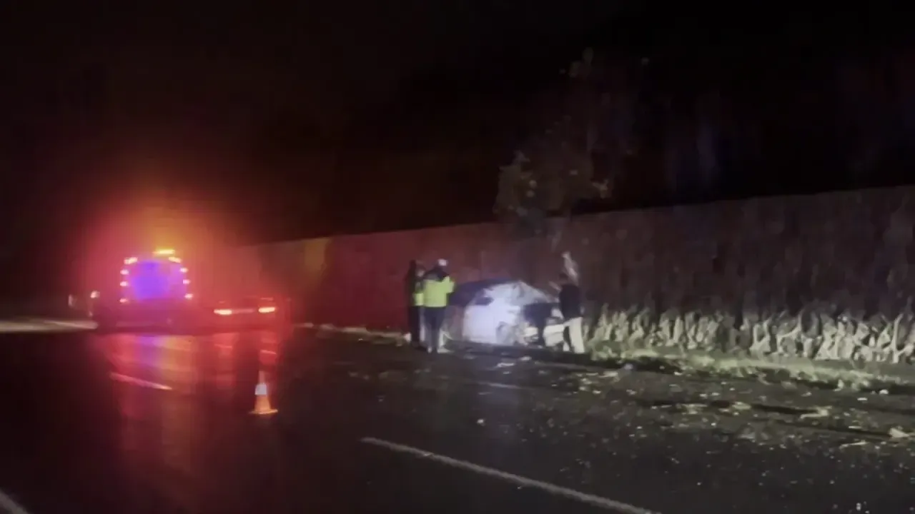 Adapazarı'nda kontrolden çıkan otomobil istinat duvarına çarptı! 2 kişi yaralandı