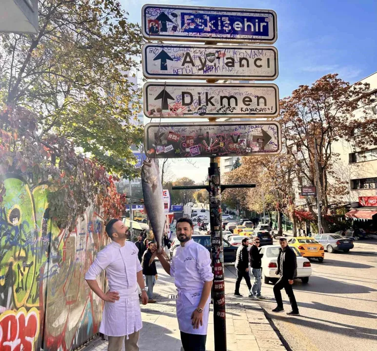 Ankara’nın meşhur tabelasına balık hasadı