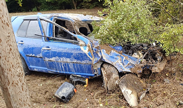 Bolu'da otomobil tarlaya uçtu, hurdaya döndü: 1 yaralı