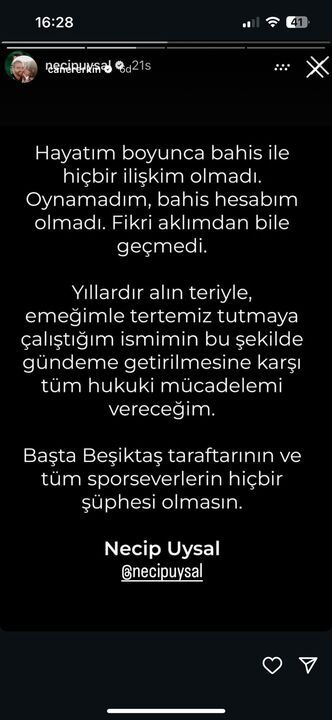 Caner Erkin'den bahis soruşturmasında adı geçen eski takım arkadaşına destek!