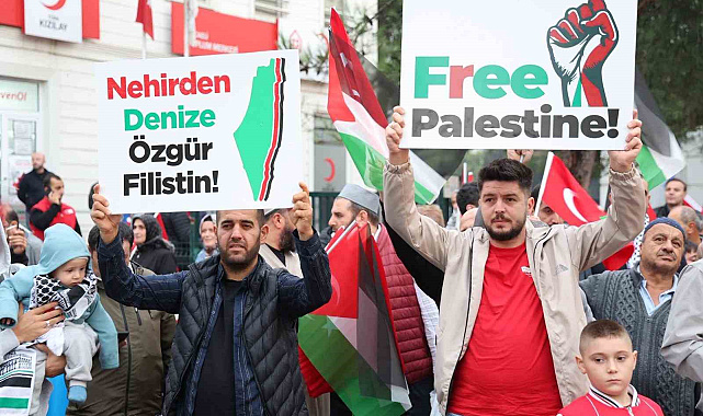 Gebze'de binlerce kişi Gazze için yürüdü