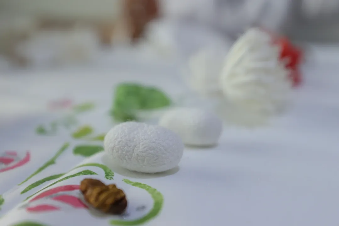 İpek böceği kozalarını 31 yıldır sanata dönüştürüyor