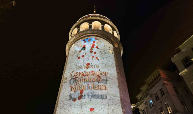 İstanbul'da Öğretmenler Günü Galata Kulesi'ne yansıtılan görsellerle kutlandı