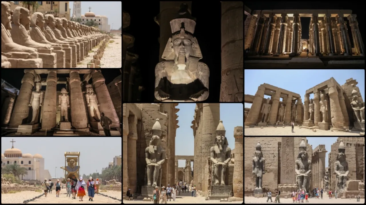 Mısır'ın tarihi hazinesi Luksor Tapınağı, gece ve gündüz ziyaretçilerini ağırlıyor