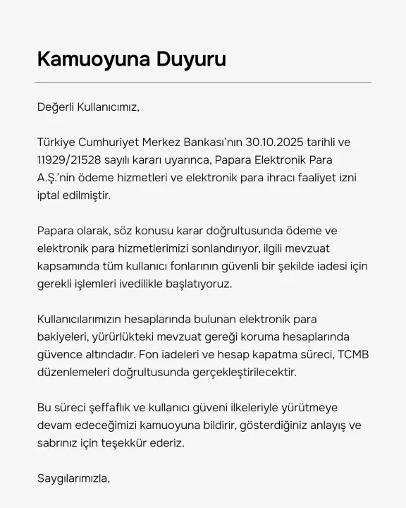 Papara'dan beklenen açıklama geldi? Müşterilerinin paralarına ne olacak?