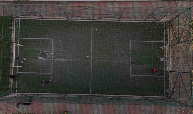 Parktaki halı sahayı, tarlaya çevirdiler