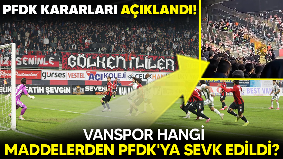 PFDK kararları açıklandı! Vanspor hangi maddelerden PFDK'ya sevk edildi?