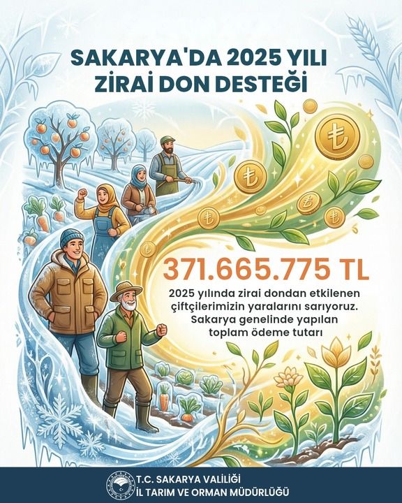Sakarya çiftçisine 371 milyonluk zirai don desteği