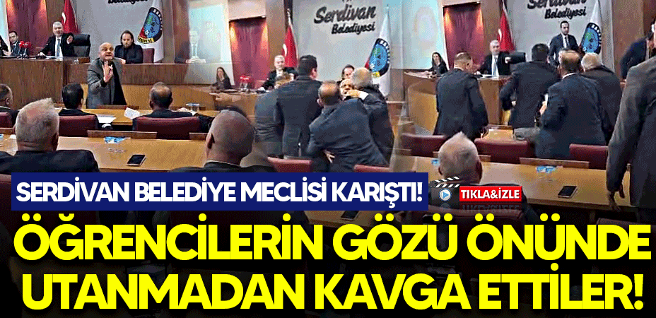 Serdivan Belediye meclisi karıştı! Öğrencilerin gözü önünde utanmadan kavga ettiler!