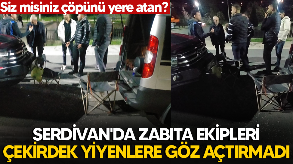 Serdivan'da zabıta ekipleri çekirdek yiyip yere atanlara ceza yazdı