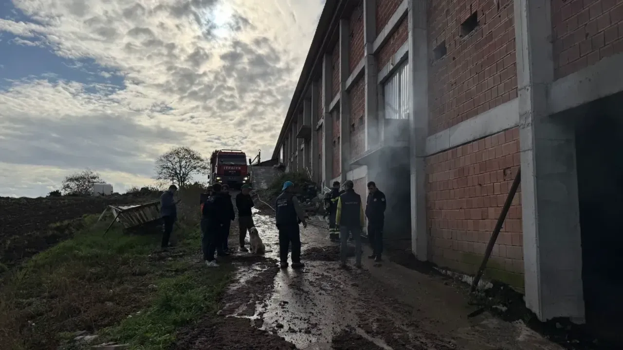 Tavuk çiftliğinin deposu yandı